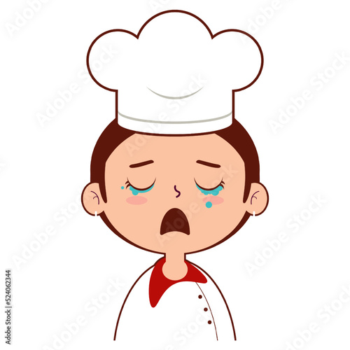 chef girl crying face cartoon cute