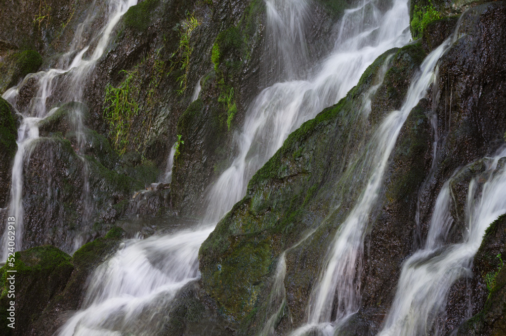 Background France Vosges waterfall Cascade du Hohwald in summer Background France Vosges waterfall Cascade du Hohwald in summer