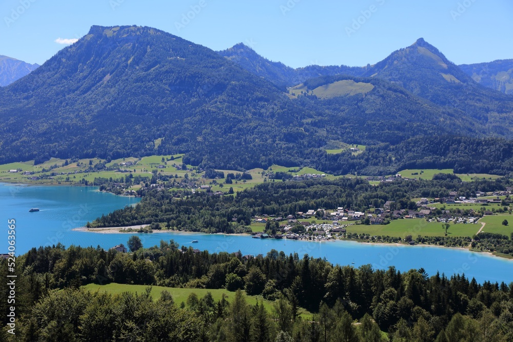 Wolfgangsee mountain lake in Austria