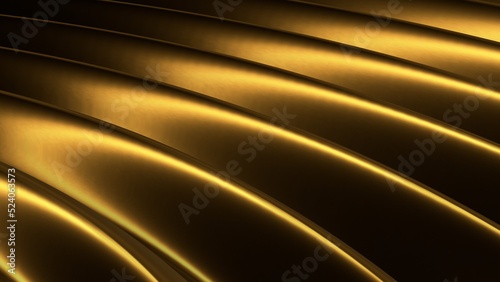 Shiny golden wavy texture. High quality CG texture. 3D rendered overlay image. Ideal for banners, posters, web pages, abstract background