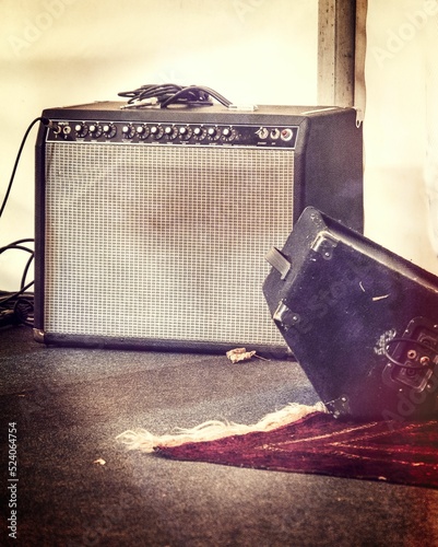 Vintage concert amplifier and monitoring speaker from Bletchley Park's 1940s weekend photo