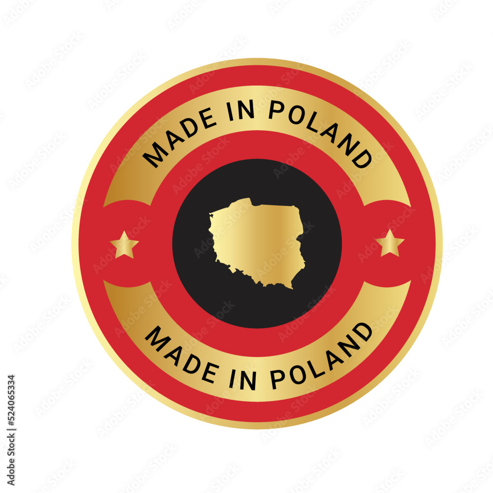 Made in Poland round label, Modern made in Poland logo Made in Poland round label, Modern made in Poland logo