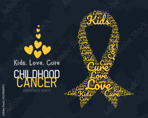 International childhood cancer awareness month vector lettering illustration with ribbon