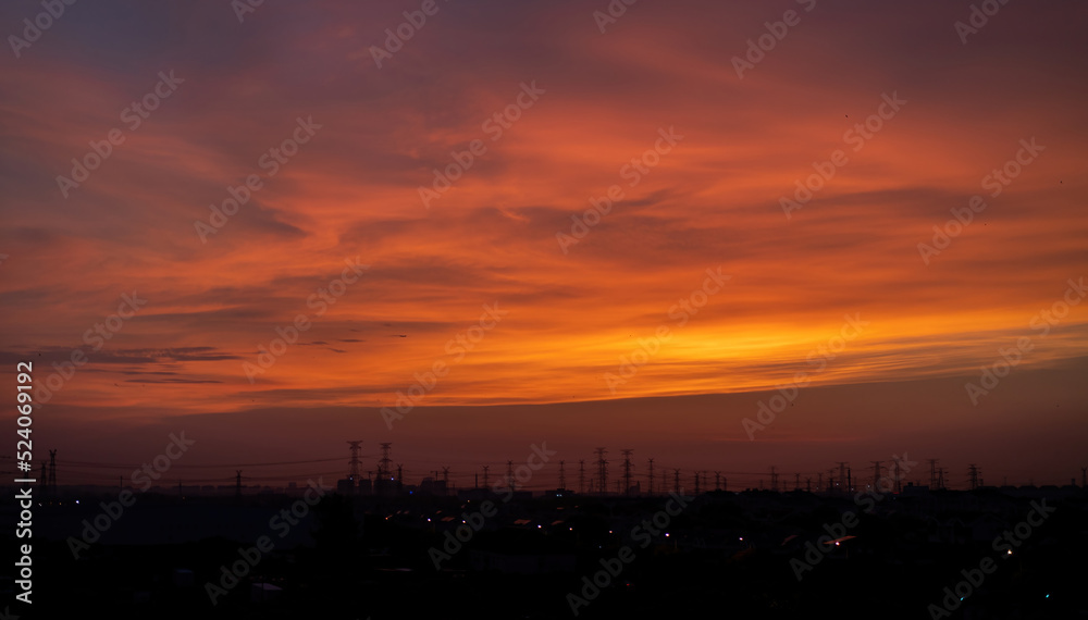 orange sunset in the sky orange sunset in the sky