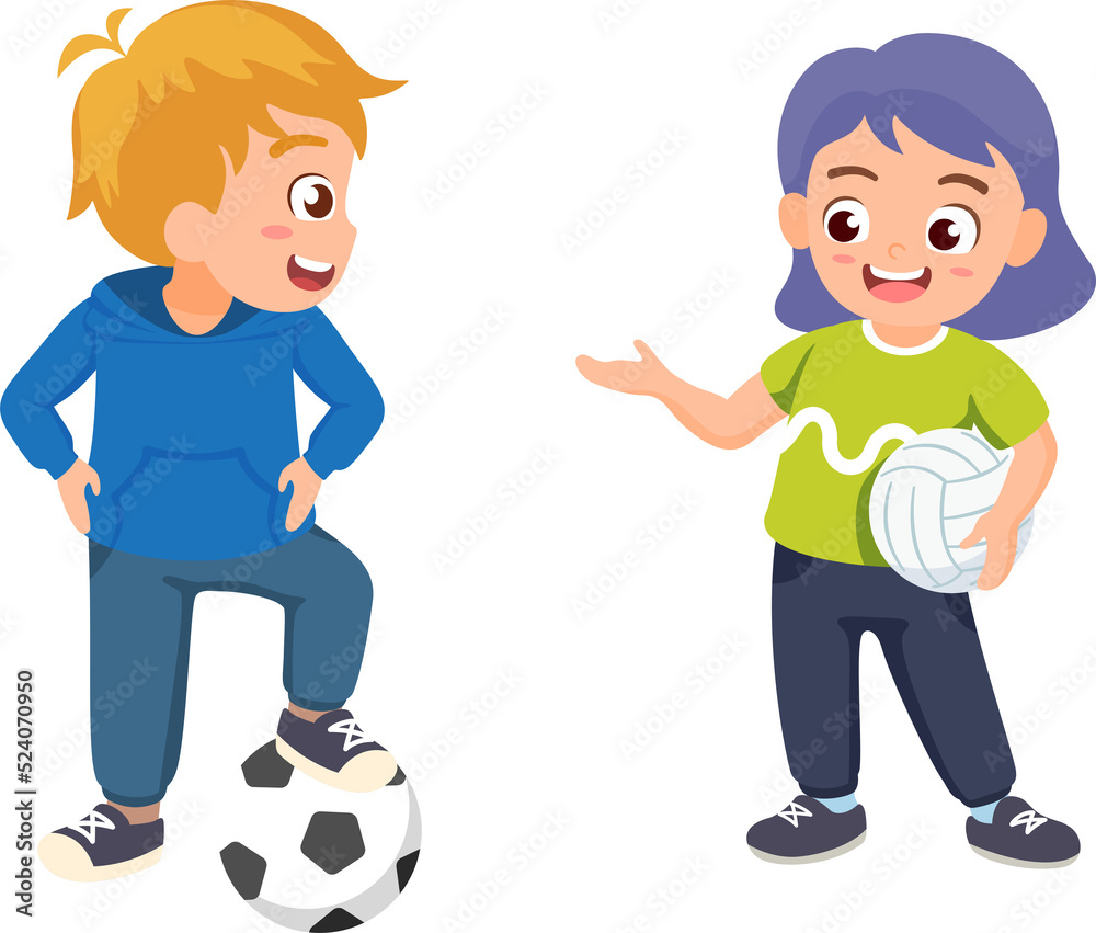 children playing ball and volleyball with friend children playing ball and volleyball with friend
