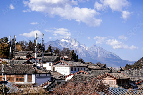 Landscape of blue moon valley and Jade dragon snow mountain,Located in Lijiang,Yunnan,China