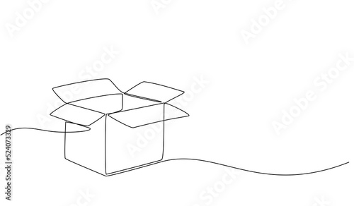 Continuous one line drawing of a cardboard box. Online shopping concept, fast delivery, carton box, shipping and packaging. Transport, cardboard box in doodle style. vector illustration