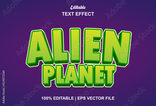 alien planet text effect with green color editable.