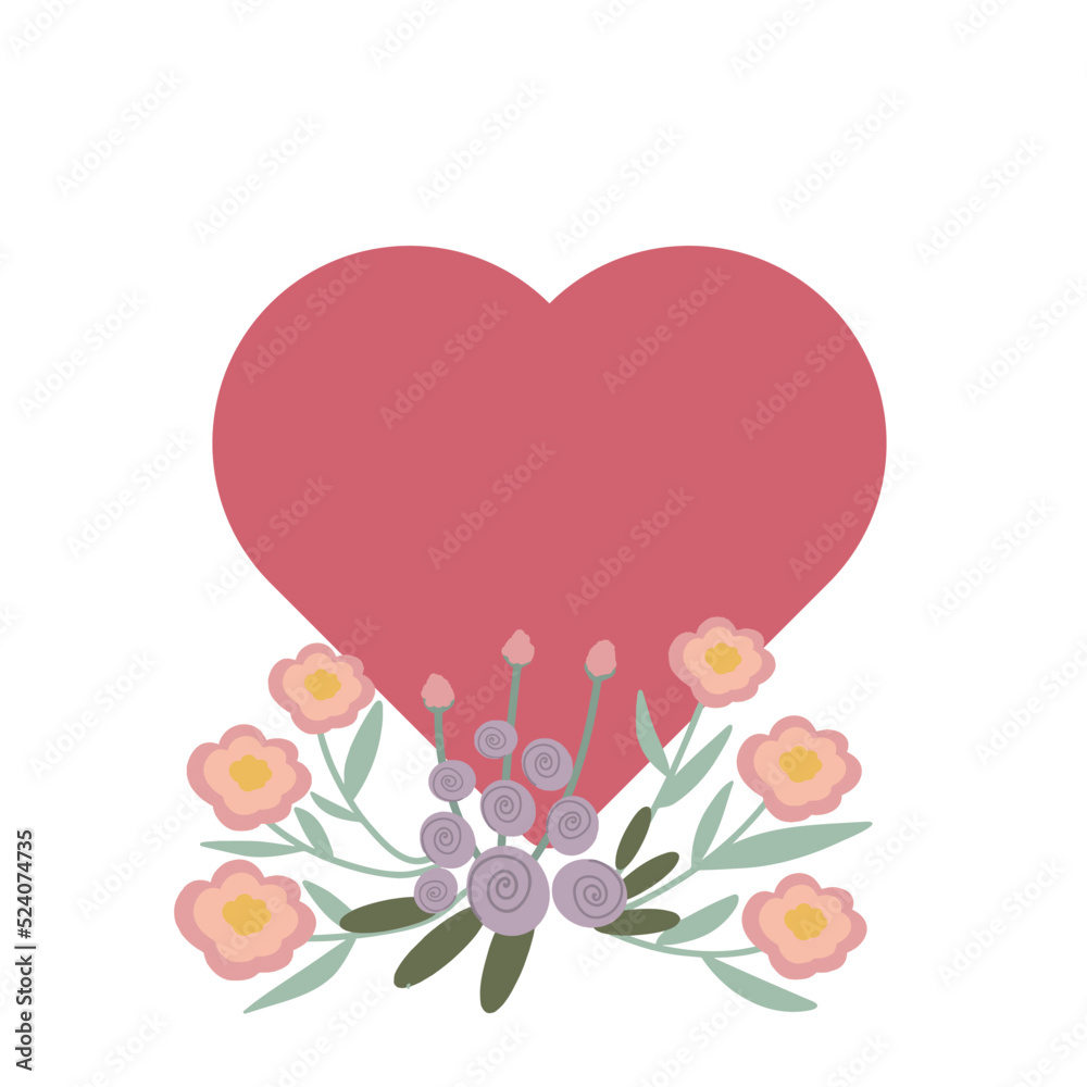 Simple vector illustrations of love, hearts, flowers. Background for the design of the composition of posters, postcards, stickers, decor, greetings. Happy Birthday.
