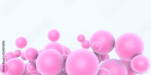 Pink balloons on a white background. 3D render. Festive background