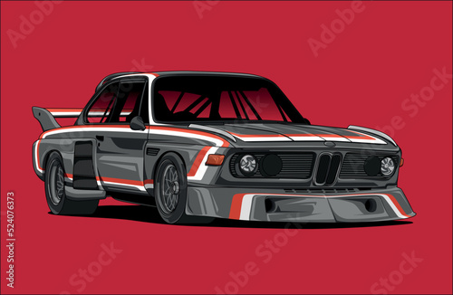 Illustration of a cool black car on a red background