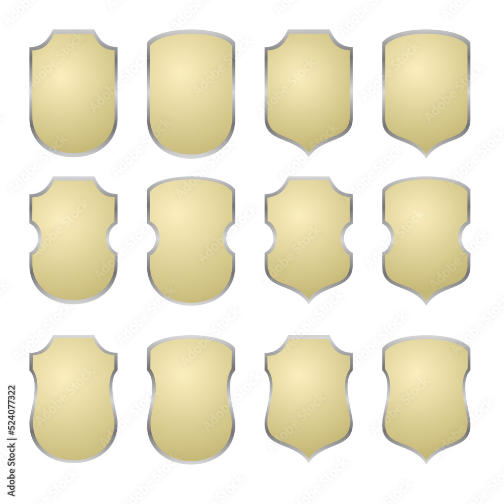 Set of golden shield with gradient