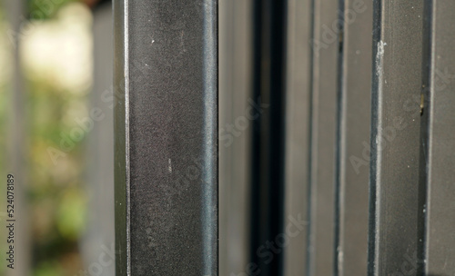 selective focus of iron fence in the yard