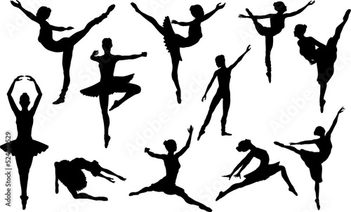 Ballet Dancing Silhouettes Set