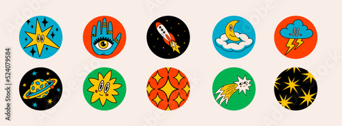 Cartoon vector abstract highlights covers for a social media stories.