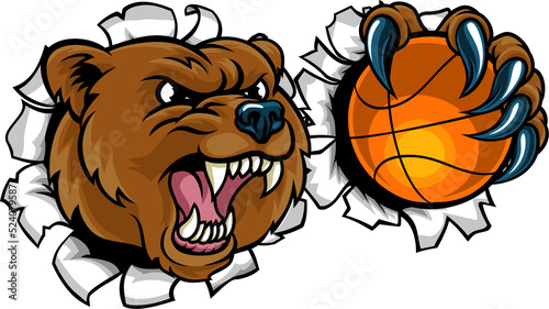 Bear Holding Basketball Bal...