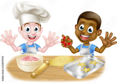 Cartoon Boys Baking