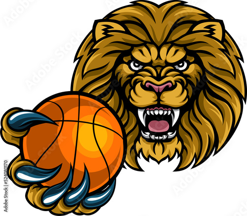 Lion Basketball Ball Sports Mascot photo