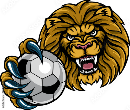 Lion Soccer Ball Sports Mascot