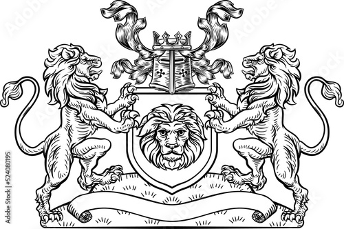 Shield Crest Lion Heraldic ...