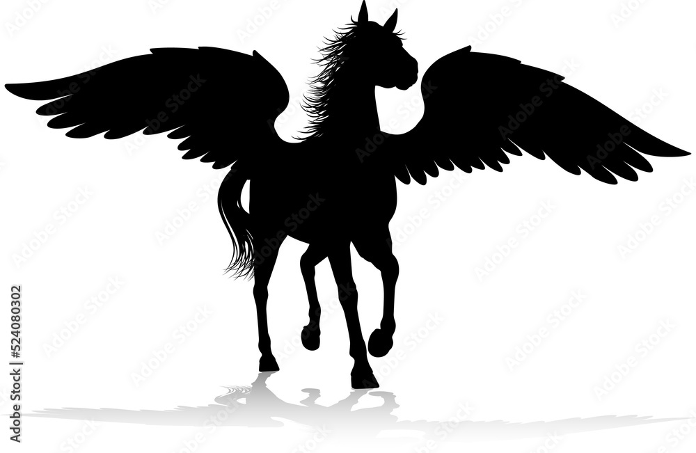 Fototapeta premium Pegasus Silhouette Mythological Winged Horse