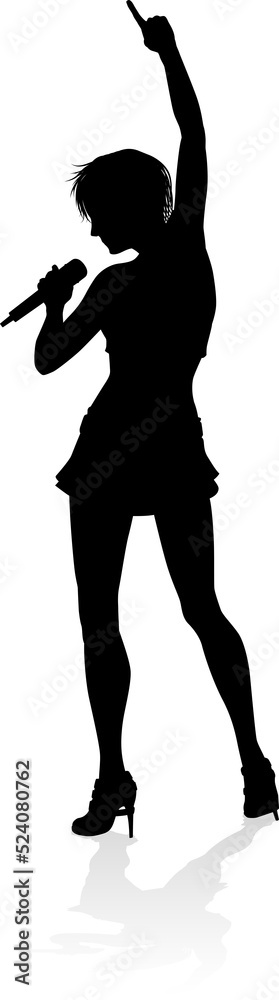 Singer Pop Country or Rock Star Silhouette Woman