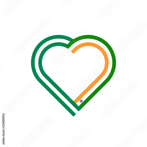 friendship concept. heart ribbon icon of nigeria and india flags. vector illustration isolated on white background