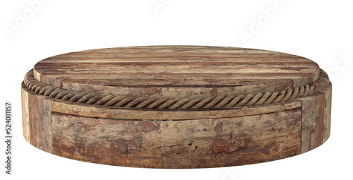 Podium wood rounded in 3d render realistic