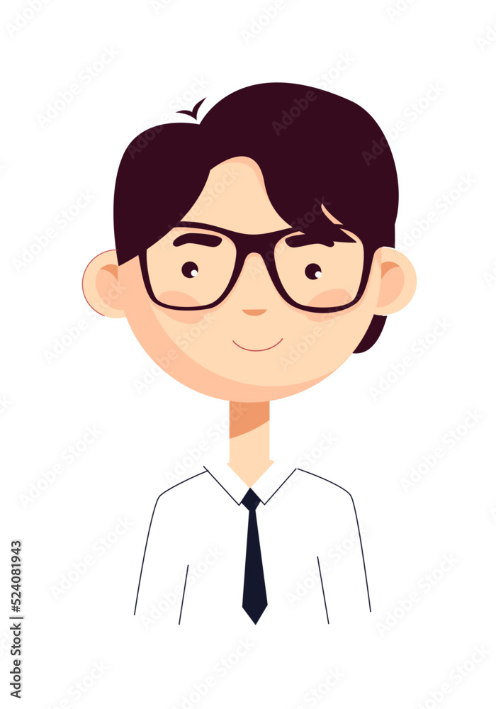 Avatar of a young man in office clothes. Friendly assistant in flat style. Vector illustration isolated on white background.