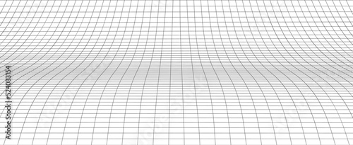 Curved perspective grid. Curved black lines on a white background.