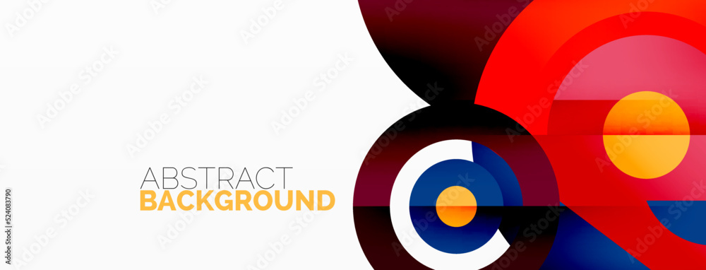 Abstract round shapes background. Minimalist decoration. Geometric background with circles and rings