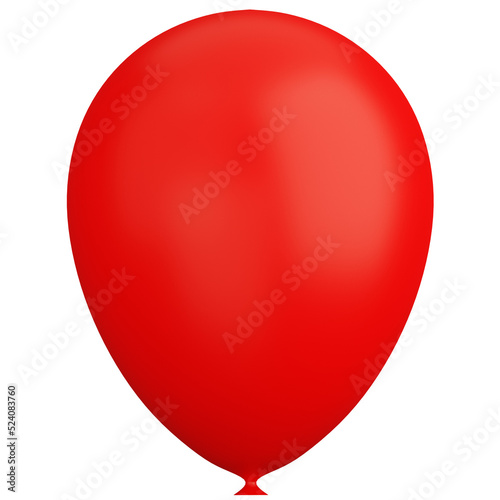 Red balloon on transparent background. 3D Illustration