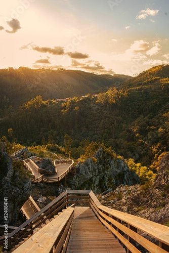 Magical view of the Paiva walkways in the forested hills photo