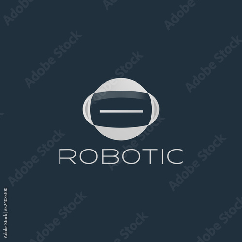 head robot icon logo business vector design template, 3d robotic icon logo design vector illustration with modern, futuristic and elegant styles isolated on dark background.
