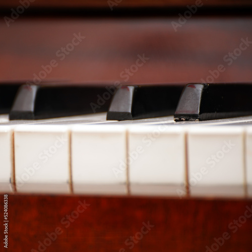 View of the black and white Piano keyboard