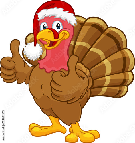 Turkey In Santa Hat Christm...