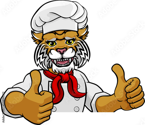 Wildcat Chef Mascot Sign Ca...