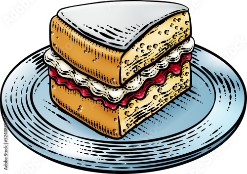 Cake Sponge Slice Jam Cream...