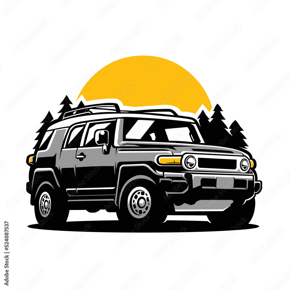 Overland SUV adventure vehicle vector illustration