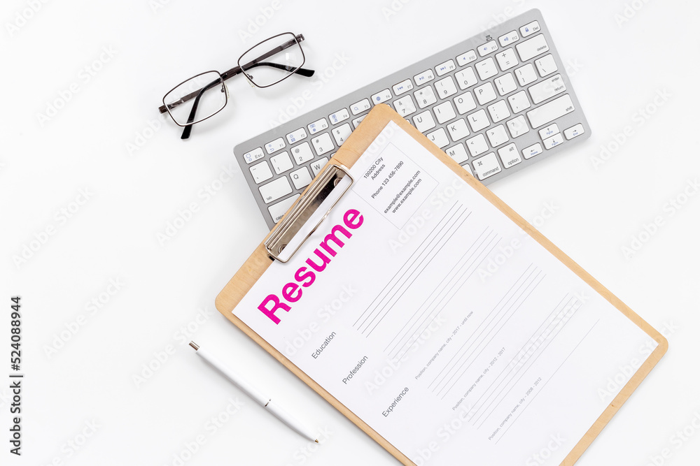Find new job. Resume application form ready to be reviewed Find new job. Resume application form ready to be reviewed