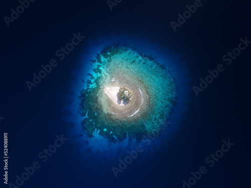 Uninhabited island JEEP island in Chuuk, Micronesia. Here is the world's greatest wreck diving destination.