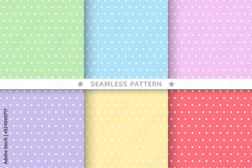 Colourful star seamless pattern background set Colourful star seamless pattern background set