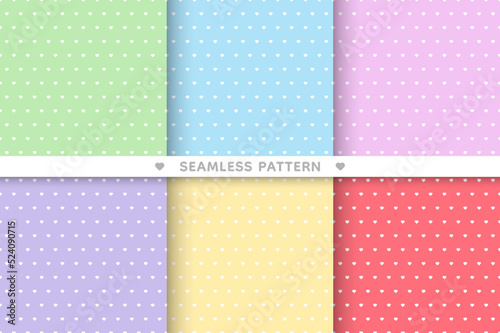 Colourful heart seamless pattern background set