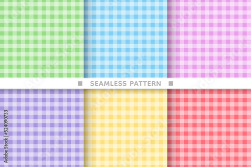 Colourful gingham seamless pattern background set