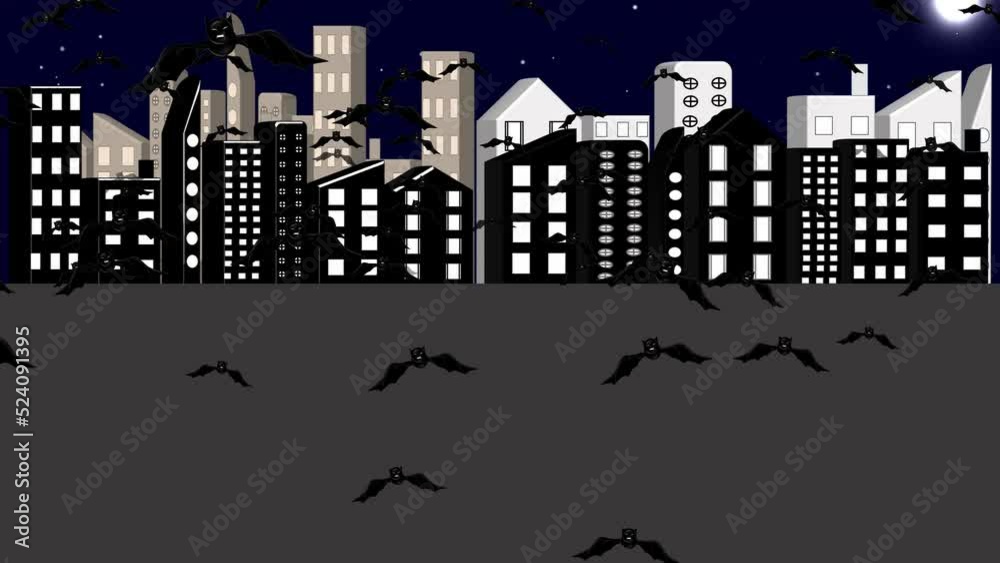 Animated Background Bats City Flying swarm Halloween Animated Background Bats City Flying swarm Halloween