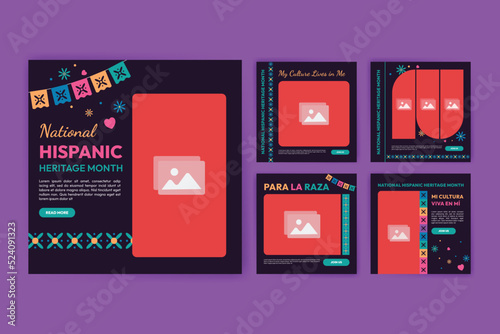 Hispanic heritage month. Banners for social media, cards, posters and postcards.