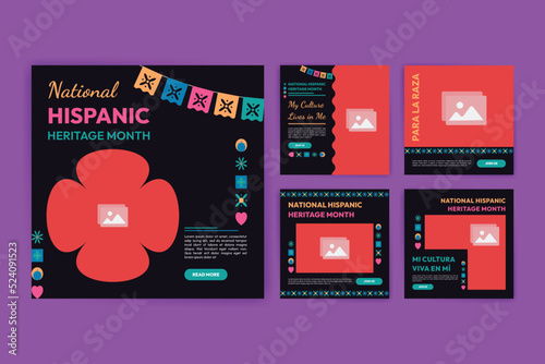 Hispanic heritage month. Banners for social media, cards, posters and postcards.