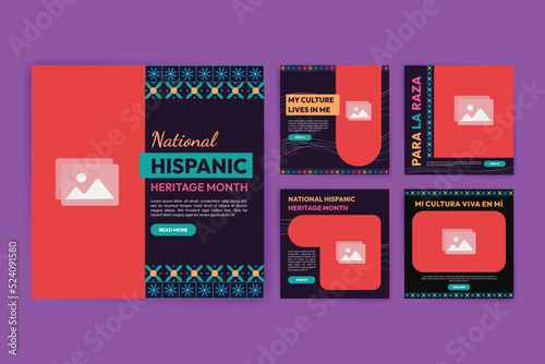 Hispanic heritage month. Banners for social media, cards, posters and postcards.