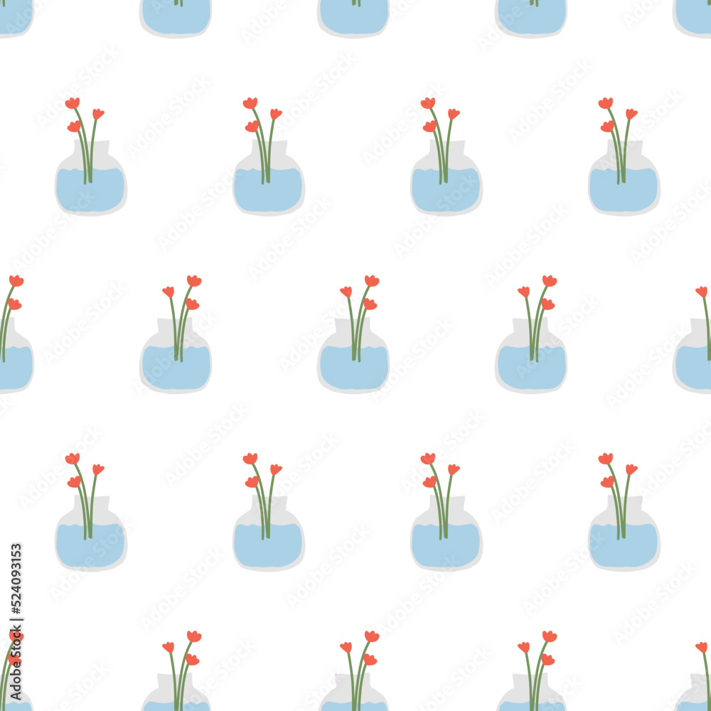 Cute pattern of flowers in a vase. Drawn flowers on a pattern for textiles, napkins, wallpapers. Cute pattern of flowers in a vase. Drawn flowers on a pattern for textiles, napkins, wallpapers.