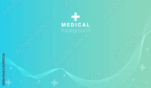 medical background inscription and medical cross on an abstract background with waves and crosses